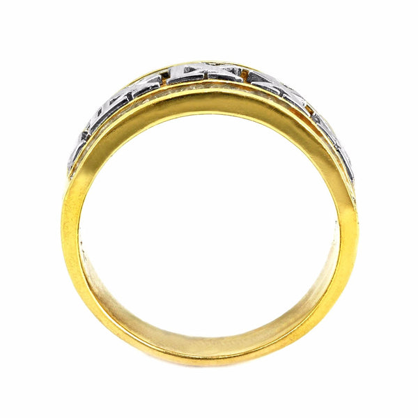 0.50ct Channel Round Diamonds in 14K 2Tone Gold Roman Numeral Band Ring