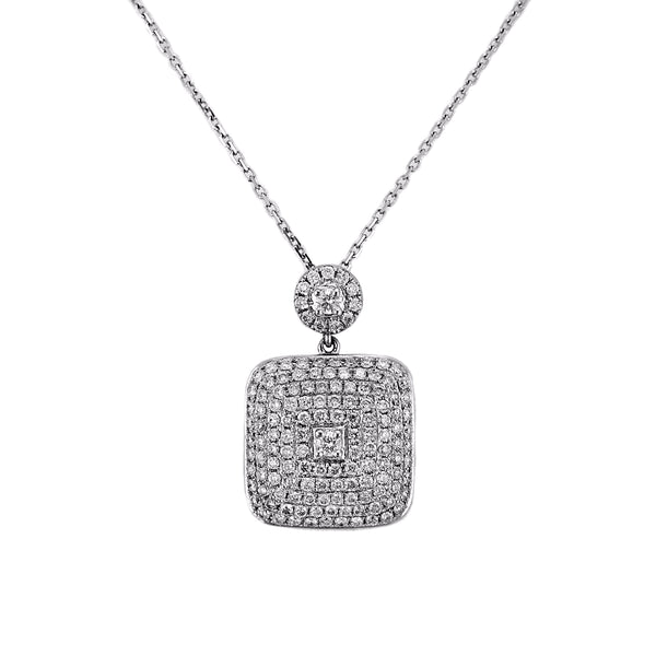 6.00ct Diamonds in 14K White Gold Cushion Pendant Necklace 16"