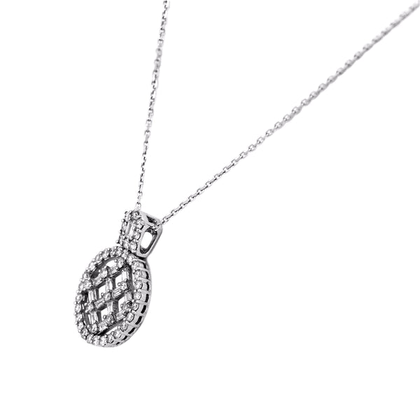 1.64ct Diamonds in 14K White Gold Diamond Perfume Bottle Shape Pendant Necklace 16"