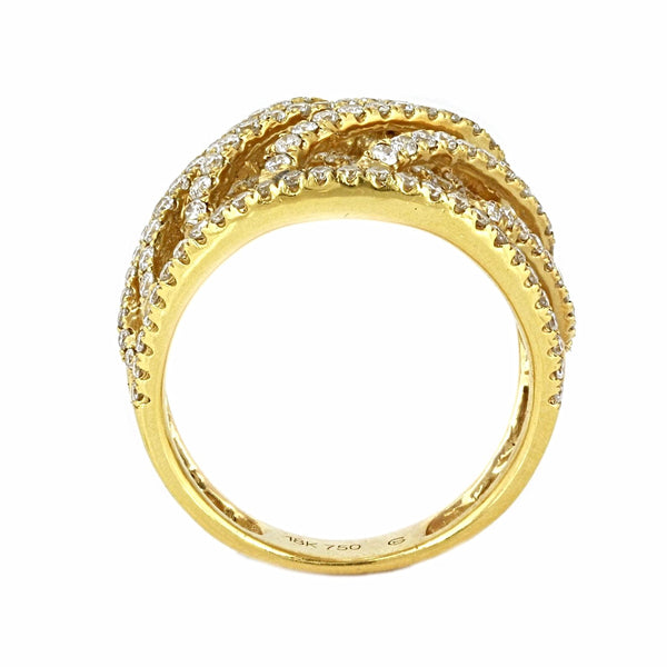 1.25ct Pavé Round Diamonds in 18K Yellow Gold Wide Braided Ring