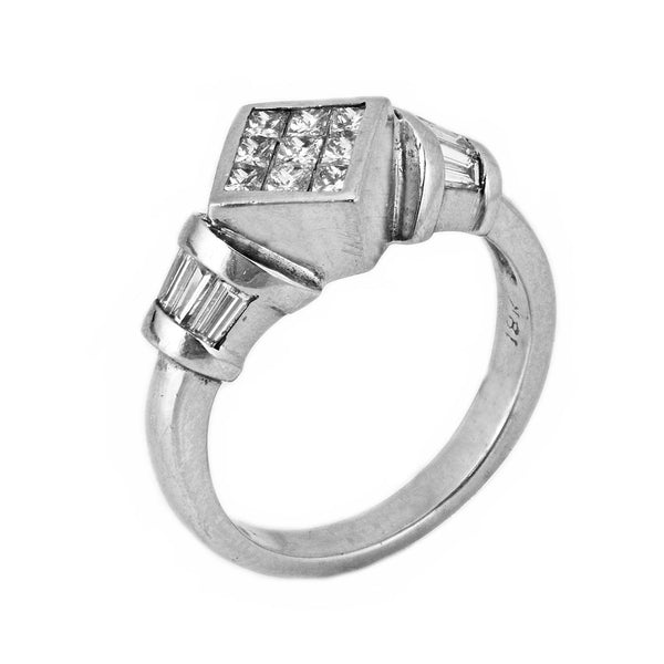 1.00ct Invisible Princess Diamonds in 18K White Gold Engagement Ring
