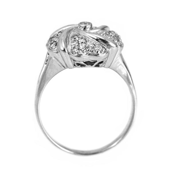 0.35ct Pavé Round Diamonds in 14K White Gold Flower Cocktail Ring