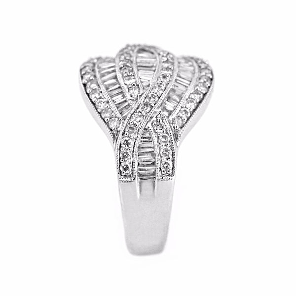 1.41ct Baguette & Round Diamonds 14K White Gold Anniversary Ring