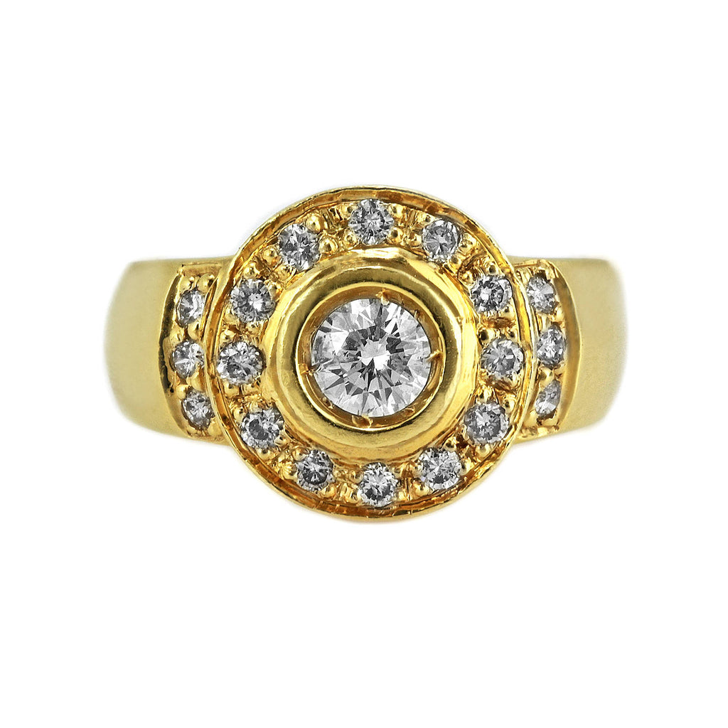 0.70ct Round Diamonds in 14K Yellow Gold Round Pinky Ring