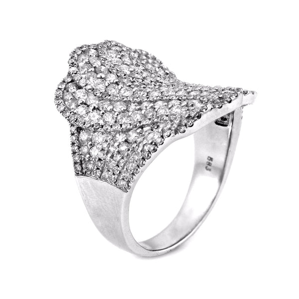 2.24ct Round Diamonds in 14K White Gold Flower Concave Anniversary Ring