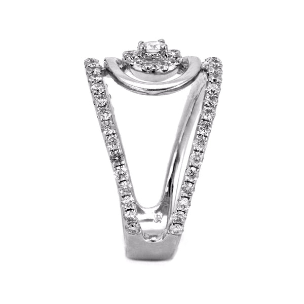 1.02ct Round Diamonds in 14K White Gold Oval Halo Statement Ring