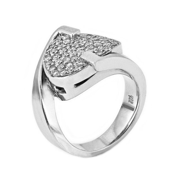 0.50ct Pavé Round Diamonds in 14K White Gold Oval Statement Ring