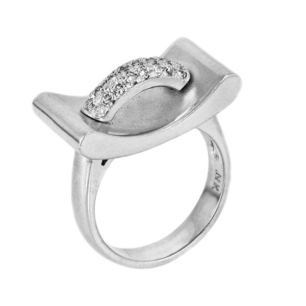 0.20ct Micro Pavé Round Diamonds in 14K White Gold Modern Cocktail Ring