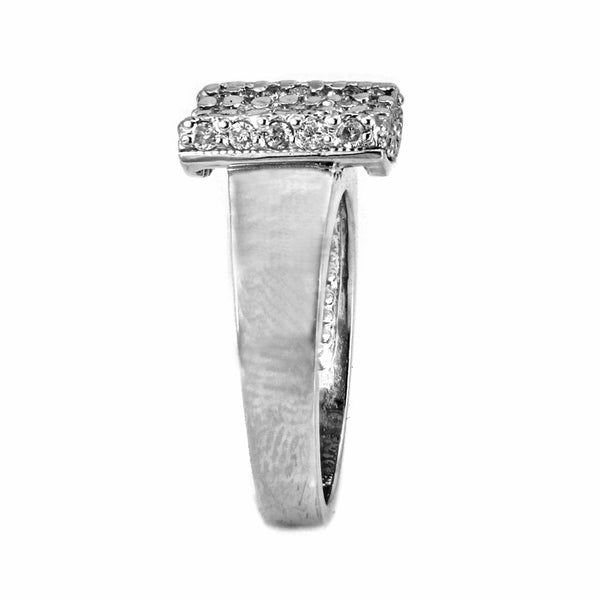 0.50ct Micro Pavé Round Diamonds in 14K White Gold Square Modern Cocktail Ring