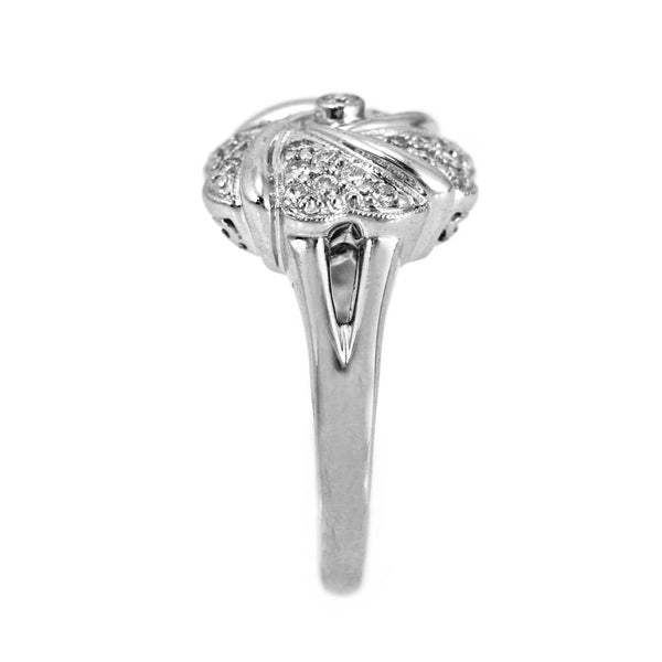 0.35ct Pavé Round Diamonds in 14K White Gold Flower Cocktail Ring