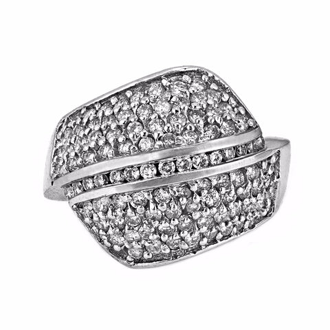 1.30ct Micro Pavé Round Diamonds in 14K White Gold Wrap Statement Ring