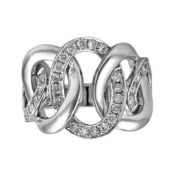 0.69ct Round Diamonds in 14K White Gold Chunky Link Ring