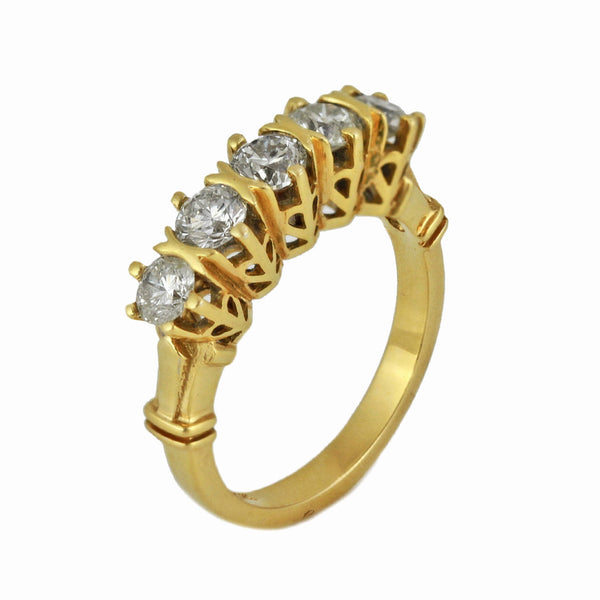 1.30ct Round Diamonds in 14K Yellow Gold Wedding Anniversary Ring