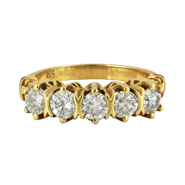 1.30ct Round Diamonds in 14K Yellow Gold Wedding Anniversary Ring