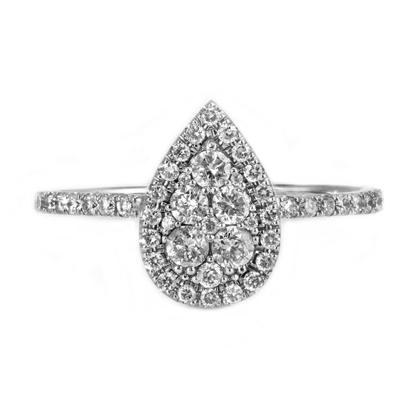 0.90ct Diamond in 14K White Gold Tear-Drop Engagement Ring