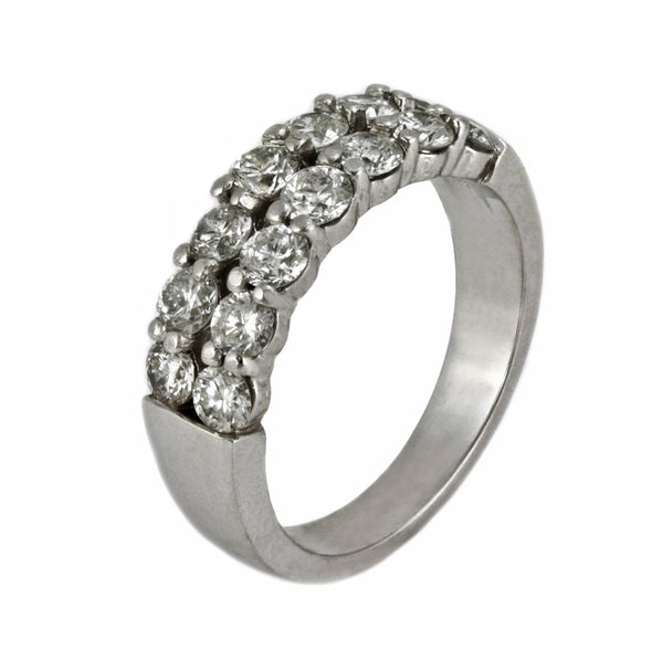 1.28ct Round Diamond in 14K White Gold Wedding Band Ring