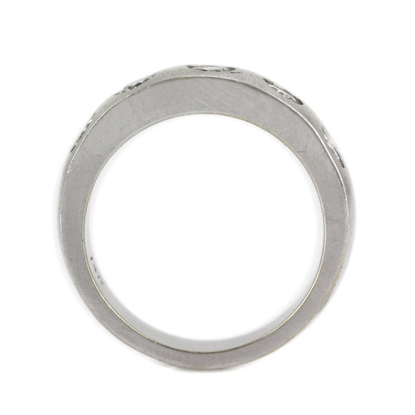 0.65ct Bezel Round Diamond in 14K White Gold Wedding Band Ring