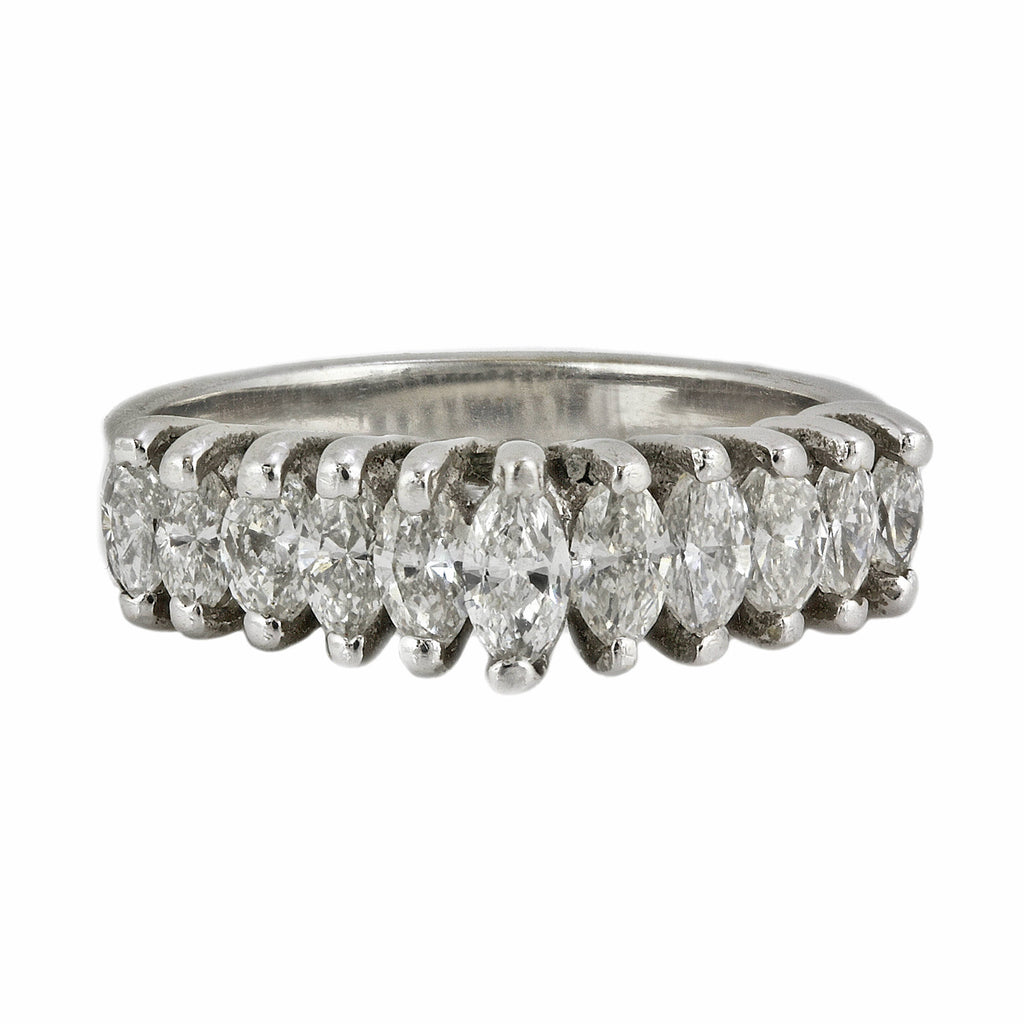 1.00ct Marquise Diamonds in 14K White Gold Wedding Anniversary Ring