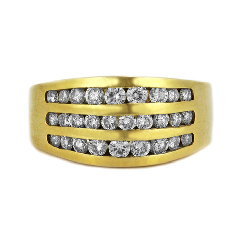 1.55ct Round Diamonds 14K Yellow Gold Domed Wedding Anniversary Ring