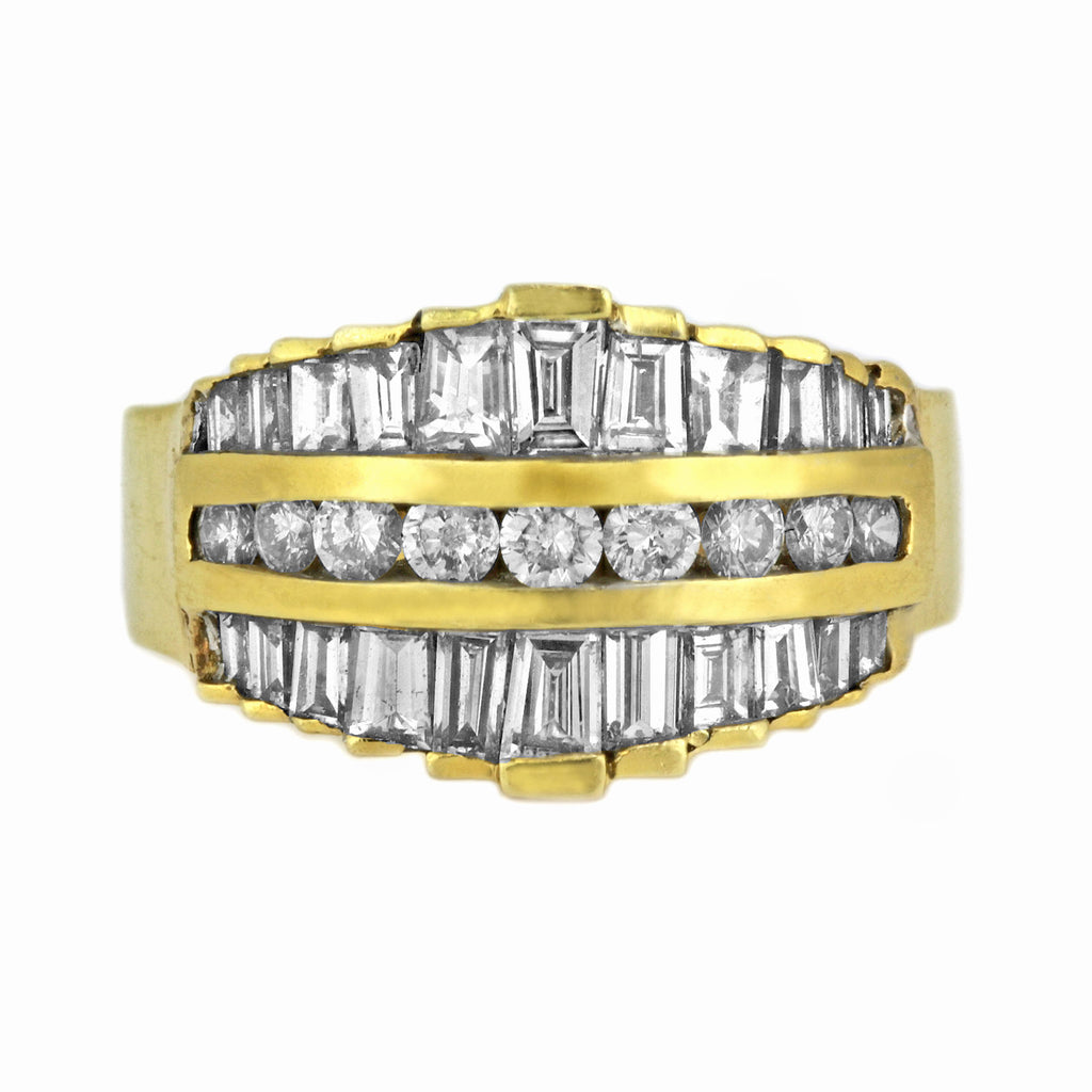 2.10ct Diamonds in 14K Yellow Gold Art Deco Anniversary Ring
