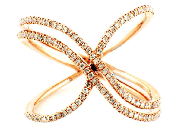 0.31ct Pavé Diamonds in 14K Gold Double Criss-Cross X Band Ring