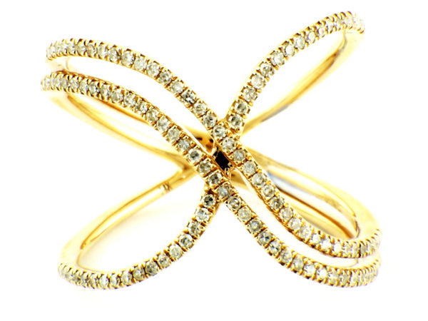0.31ct Pavé Diamonds in 14K Gold Double Criss-Cross X Band Ring