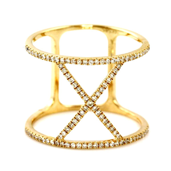 0.27ct Pavé Diamond Accents inin 14K Gold Roman Numeral X Band Ring