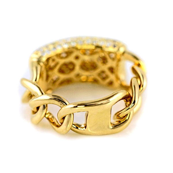 1.59ct Pavé Diamond in 14K Gold Concaved ID Curb Link Band Ring