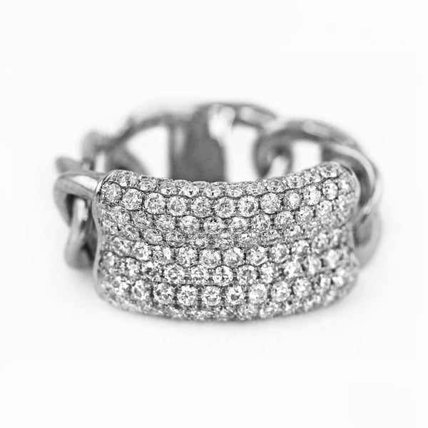 1.59ct Pavé Diamond in 14K Gold Concaved ID Curb Link Band Ring