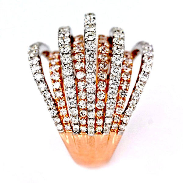 3.33ct Pavé Diamonds in 14K 2Tone Gold 9-Rows Cluster Statement Ring