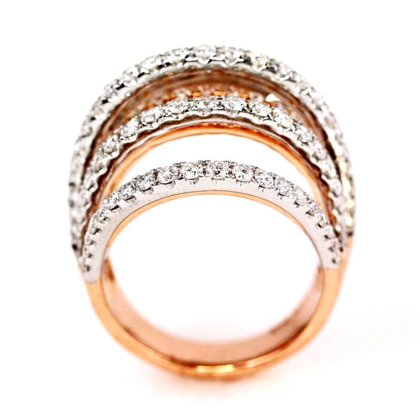 3.33ct Pavé Diamonds in 14K 2Tone Gold 9-Rows Cluster Statement Ring