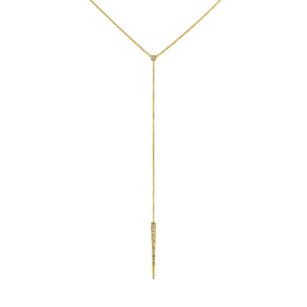 0.14ct Pavé Diamond Accented in 14K Gold Spike Dagger Drop Lariat Necklace