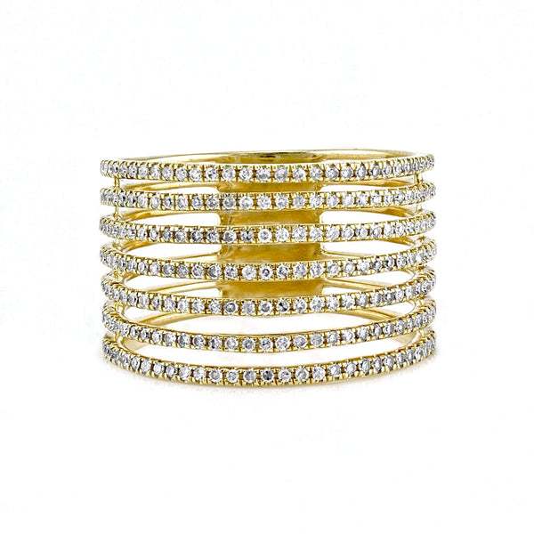 0.55tcw Round Diamonds in 14K Gold Seven Cluster Wide Band Ring