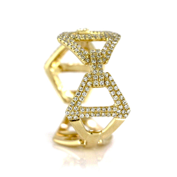 0.50ct Pavé Round Diamonds in 14K Gold Rhombus Anchor Link Band Ring
