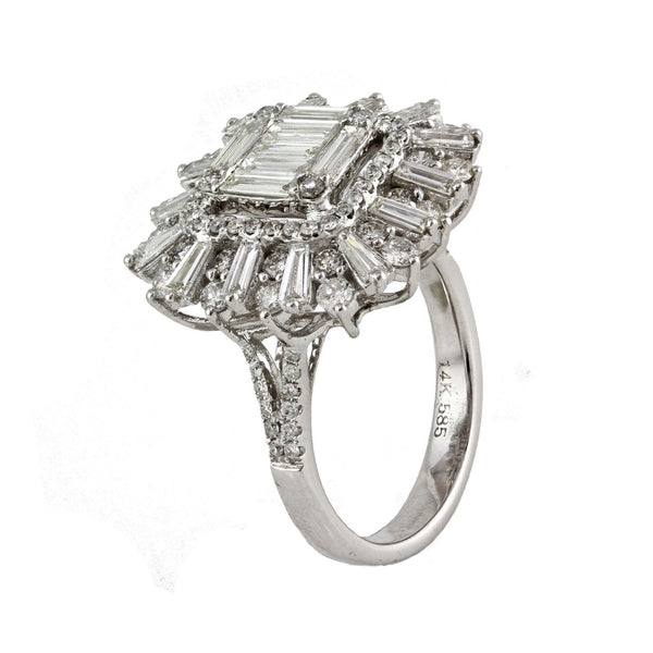 2.43tcw Baguette & Round Diamonds in 14K White Gold Anniversary Cocktail Ring