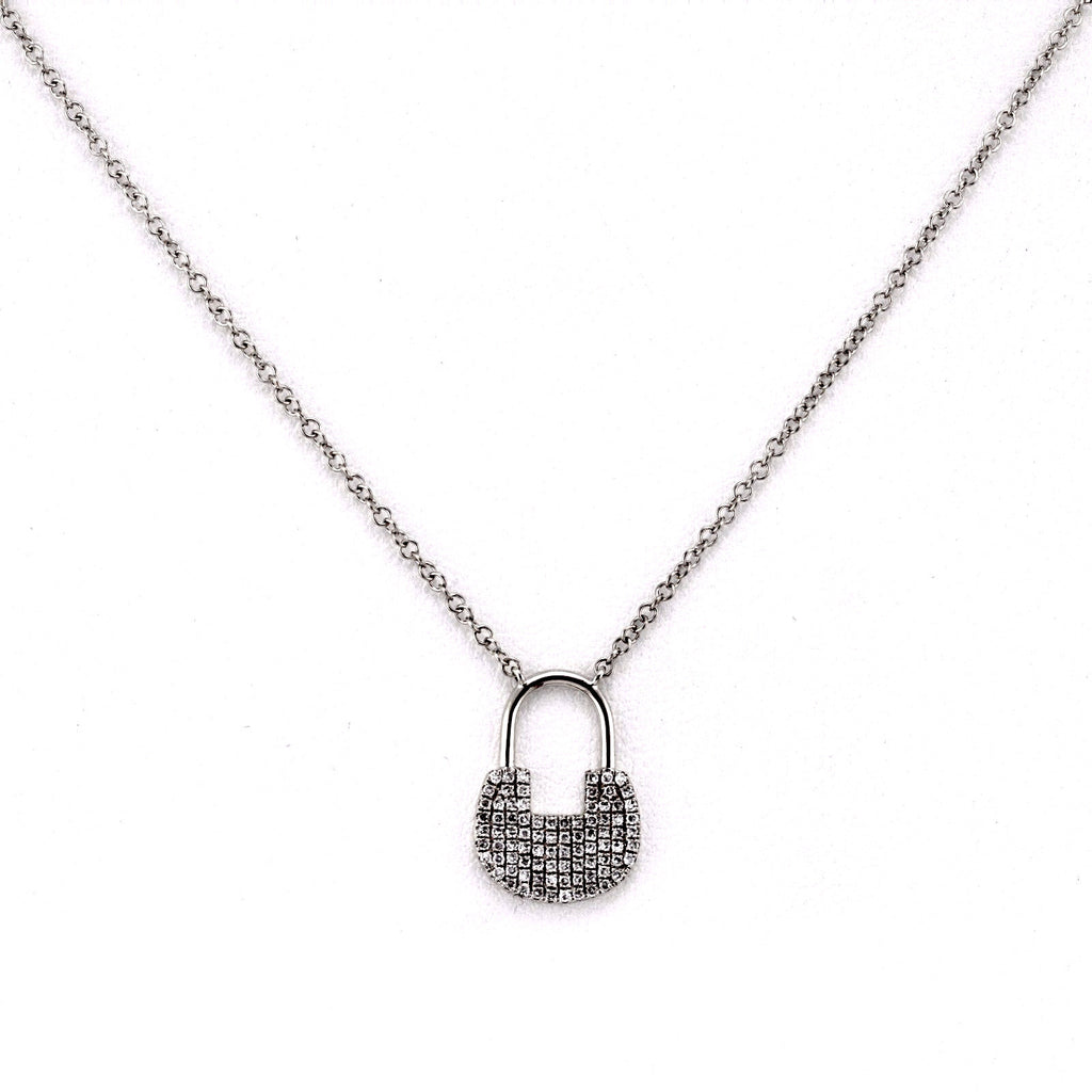 0.22ct Pavé Round Diamonds in 14K Vintage Padlock Design Necklace