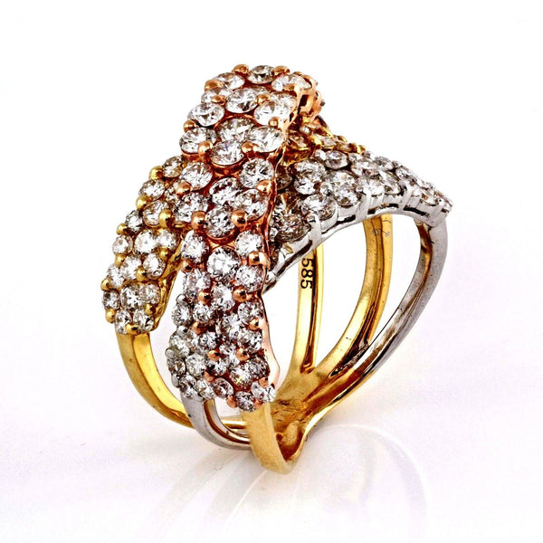 3.99ct Round Diamonds in 14K Gold Overlapping Floral Anniversary Ring