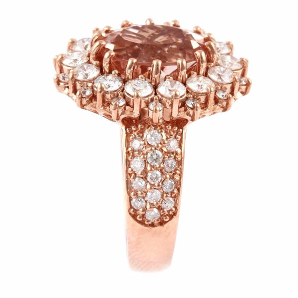 4.85tcw Oval Morganite & Diamonds in 14K Rose Gold Wedding Engagement Ring
