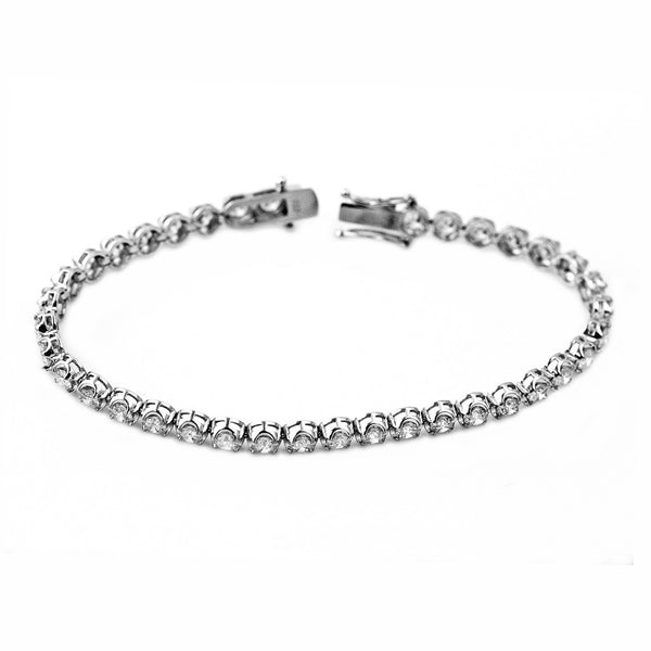 4.00ct Round Diamonds in 18K White Gold 3.5mm Tennis Bracelet - 7"