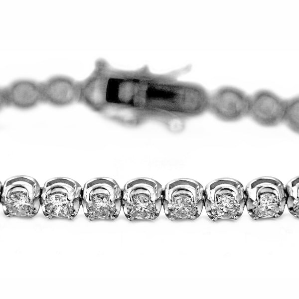 5.00ct Round Diamonds in 18K White Gold 3mm Tennis Bracelet - 7"