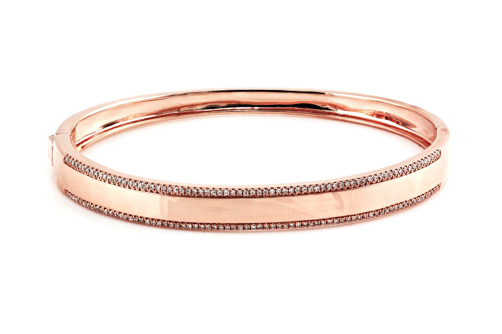 Split 14K Rose Gold Bujukan Bead Cuff Bracelet with Diamond Pave Spikes |  Shop 14k Rose Gold Bujukan Bangles | Gabriel & Co