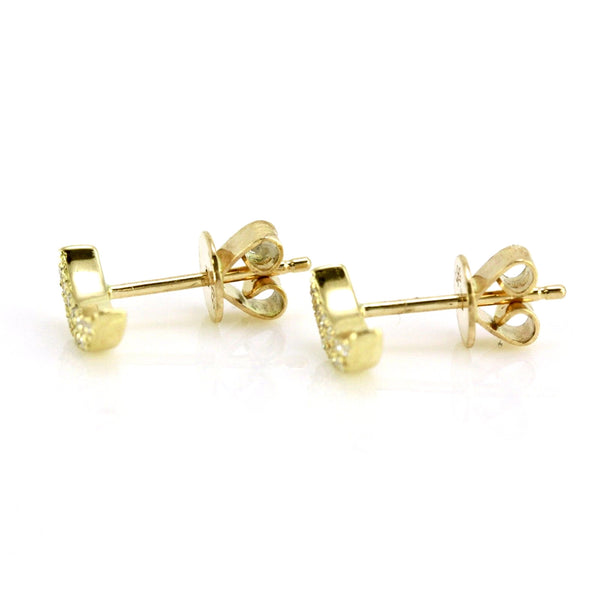 0.08ct Pavé Round Diamonds in 14K Gold Mini Half Moon Stud Earrings