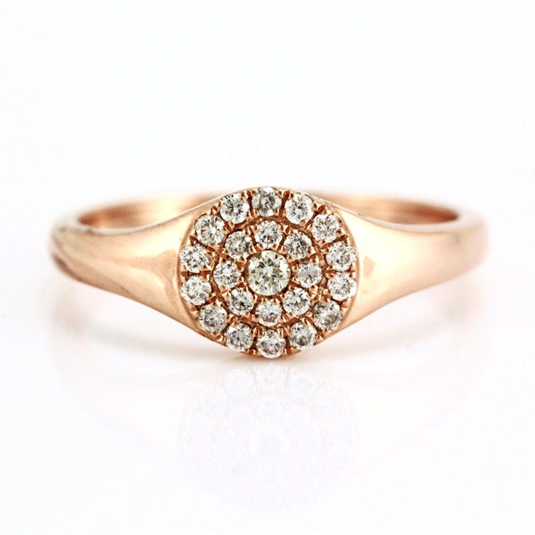 0.25ct Pavé Round Diamonds in 14K Gold Signet Band Ring