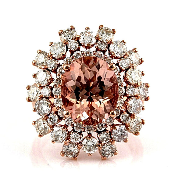 7.66tcw Oval Morganite & Diamonds in 14K Rose Gold Anniversary Ring