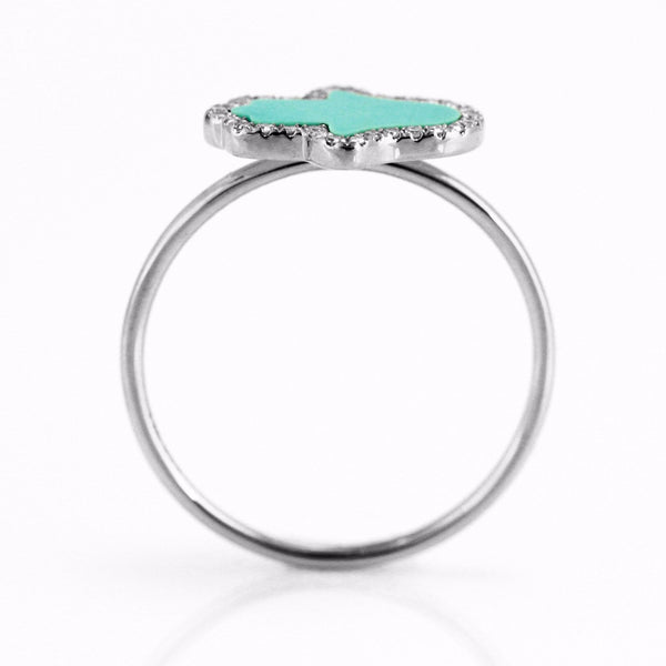 0.44ct Turquoise & Diamonds in 14K Gold Hamsa Hand Ring