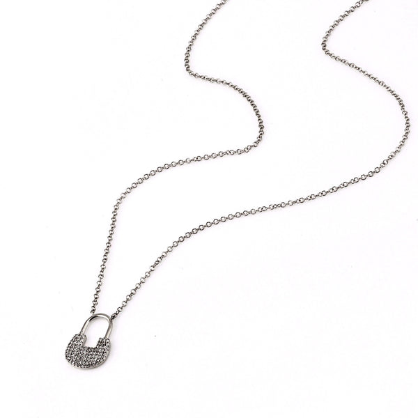 0.22ct Pavé Round Diamonds in 14K Vintage Padlock Design Necklace