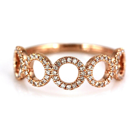 0.20ct Pavé Round Diamonds in 14K Gold Five Circle Links Ring