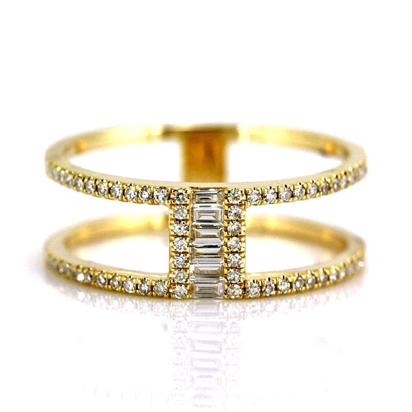 0.29ct Channel Pavé Set Diamonds in 14K Gold Double Band Ring