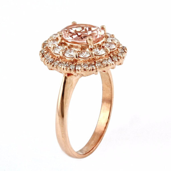 6.29tcw Oval Morganite & Diamonds in 14K Rose Gold Wedding Engagement Ring