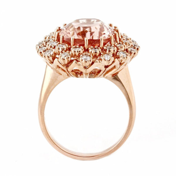 10.36tcw Oval Morganite & Diamonds in 14K Rose Gold Wedding Anniversary Ring
